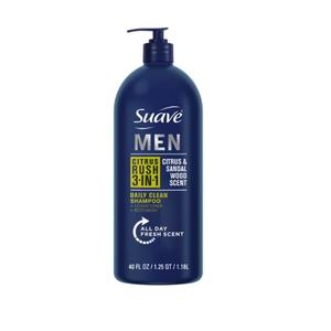 Suave Men Citrus Rush 3-in-1 Shampoo, Conditioner & Body Wash, Daily Clean, Citrus & Sandalwood, 40 fl oz