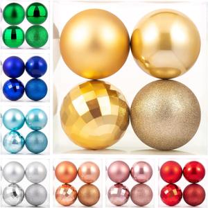 XmasExp 4in Large Christmas Ornaments Christmas Ball Ornaments Giant Tree Decoration Shatterproof Decorative Hanging Balls for Holiday Party Decor (Gold, 4pcs)