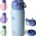 BOTTLE BOTTLE 16 oz sports water bottle stainless steel insulated kids water bottle with straw and pills holder for gifts and schoolblue