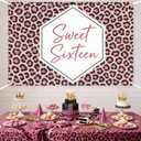 Leopard Birthday Backdrop for Girls Sweet Sixteen Cheetah Print Photography Background Rose Red for Princess Girls Wild Cheetah Sweet 16 Birthday Decorations Banner Photo Booth 5 * 3ft