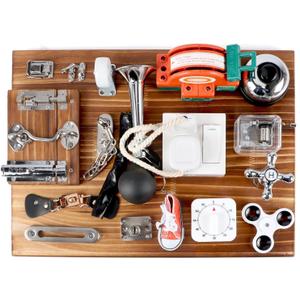 20-in-1 Busy Board for Toddlers - Travel Toy Activity Board for Fine Motor Skills - Toys for 3 Years Old Kids With Switch, Locks, Shoe Laces, Music Box