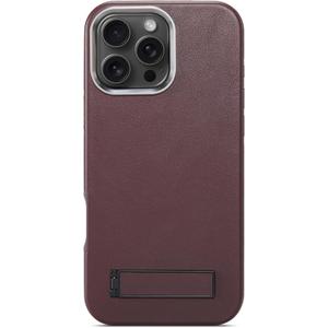 for iPhone 16 Pro Max Leather Case with Stand & Glass Screen Protector, Compatible with MagSafe, Metal Button Camera Bezel Slim Protective Kickstand Phone Case for iPhone 16 Pro Max, Purple