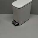 Bathroom Trash Can with Toilet Brush  1.6 Gallon Slim Stainless Steel Garbage Can, Small Wastebasket for Bathroom, Office, Bedroom, Silicone Toilet Brush Included, White