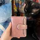 Small Wallet for Women Mini Leather Cash Wallets Zip Bifold Goth Purse Vintage Wallet Grunge Coin Pocket (Pink)