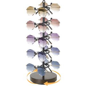 Mkono 360 Rotating Sunglasses Organizer Metal Eyeglass Holder Stand Sunglass Storage Display Eyeglasses Rack for up to 10 Pairs of Eyewear Glasses for Table Dresser Desk Countertop Bedroom, Black