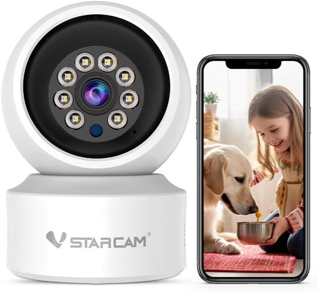 VSTARCAM Indoor Security Camera, Wireless Cameras for Home Security with Color Night Vision, 1080P HD, AI Motion Detection, 360 View Pan/Tilt, Two-Way Audio, Cloud Storage