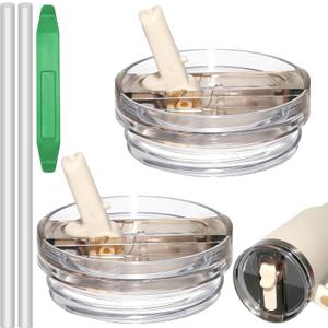 Leak Proof Lid Replacement for Stanley 40 oz, Flip Straw Lid Compatible with Stanley Cup 40oz, Stanley Accessories 40 oz (Beige+Beige)
