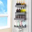 HuggieGems 4 Pack Magnetic Spice Rack Organizer for Refrigerator and Oven, Dark Grey Fridge Organizers and Storage for Kitchen