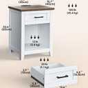 Decofy Farmhouse Nightstand with Charging Station & Large Storage, Set of 2 Modern End Tables with Outlets, USB Ports and Type-C Ports, Easy Assembly for Bedroom (Pure White + Walnut), 17.7 x 15.7 x 23.6 inches