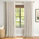 INOVADAY 100% Blackout Curtains 84 Inches Length 2 Panels Set, Back Tab/Rod Pocket Linen Black Out Curtains for Bedroom, Thermal Insulated Window Drapes - Cream, W50 X L84