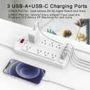Surge Protector Power Strip - Nuetsa Flat Plug Extension Cord with 8 Outlets and 4 USB Ports, 20 Feet Power Cord (1625W/13A), 2700 Joules, ETL Listed, White