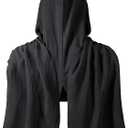 Adult Medieval Renaissance Hooded Cowl Multifunctional Scarf Shawl Cape Halloween Cosplay Costume Accessories (Black)