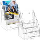 MaxGear Brochure Holder 4 Tier 6x9 inch Acrylic Literature Display Stand Clear Plastic Flyer Holder Wall Mount or Countertop Use for Pamphlets, Booklets, 2 Pack