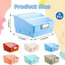 Lineshading 6 Pack Picture Book Organizer Bins with Dividers Large Plastic Book Holders with Labels Multi Purpose Classroom Organization Bins Storage Container (Boho Color,13.5 " X 13.5 " X 7.75")