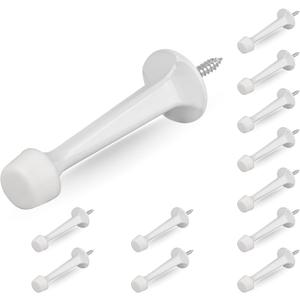 HOMOTEK 12 Pack Heavy Duty Solid Rigid Door Stop with Soft Rubber Tip, Zinc Die Cast Door Stopper Protect Wall & Door,White