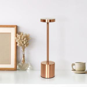 Simple Designs LD1083-CPR 12.75" Mushroom Magic Disc Dimming & Rechargeable Cordless 4-Way Touch Sensor Stick Desk Lamp, Copper