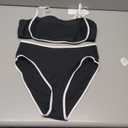 Pink Queen 2026 Women's High Waisted Bikini Sets Two Piece Swimsuit Color Block High Cut Bathing Suits Beach (Large, Black)