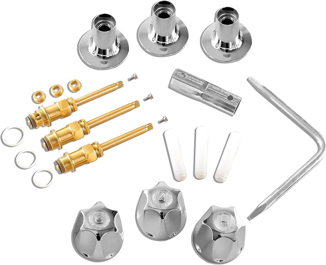 SENTO Bathtub and Shower 3 Handle Tub Trim Set For Price Pfister Faucets Bathtub Shower, Easy Installation, Heavy Duty Metal, Polished Chrome