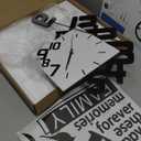 FLEBLE Large Wall Clocks for Living Room Decor Silent Pendulum Battery Operated Non-Ticking for Bedroom Kitchen Office Home 26" Decorative Clock Square White Wood Wall Decor for School Indoor (Medium)