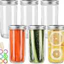 24 oz Wide Mouth Mason Jars 6 Pack, Glass Canning Jars with Airtight Lids, Leakproof Reusable Storage Containers for Pickling, Jam, Honey, Sauces, DIY Projects, Great Value Set with Secure Packaging