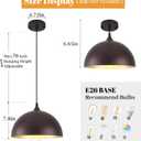 Farmhouse Pendant Light 12 Inch, Modern Pendant Lights Kitchen Island, Adjustable Height Dome Pendant Lights Fixtures for Dining Room Barn,Oil Rubbed Bronze Finish, 3 Pack