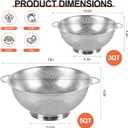 Kaishun Colander Stainless Steel 3-Quart, Strainer for Kitchen Food