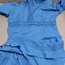 SOLY HUX Women's Summer Dress Hollow Out Lace V Neck Puff Short Sleeve A Line Layered Short Dresses, Medium