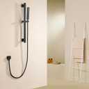 Bathroom Shower Slide Bar with Hand Shower Combo Set, 26.5 Inch Sliding Bar with Extr Long Shower Hose and Stainless Steel Wall Supply Eibow, Matte Black