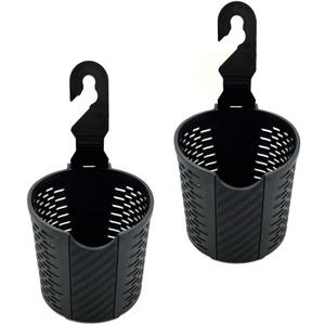 JAVOedge (2 Pack) Over The Back Car Seat Headrest Hanging Mount Universal Cup Holder for Interior Storage Organizer, Black