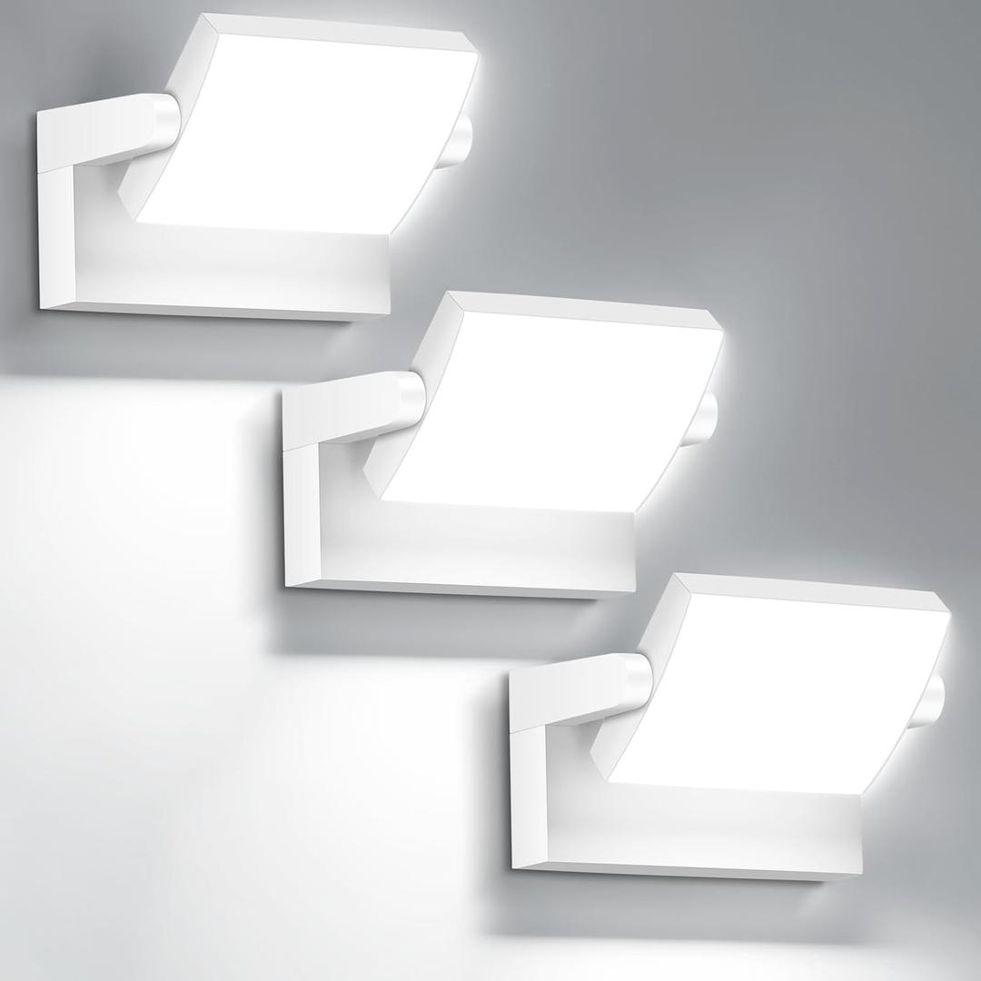 LED Wall Light Outdoor 40W White Flood Lights 350°Rotation Exterior Lighting Fixture Commercial Security 6000K Waterporof Porch Light 3 Pack