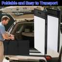 Neoaider DJ Booth Table Station w/2 Storage Triangular Panel, DJ Facade Booth with Black & White Scrims, Detachable DJ Table, Carrying Bag, Foldable Metal Frame DJ Booth Panel for Show, Wedding, Clubs, 40x20 with Triangular Panel
