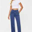 GRAPENT Wide Leg Jeans for Women High Waisted Flare Trendy Stretchy Denim Pants Duo Pockets Trouser Jeans (Blue, L)
