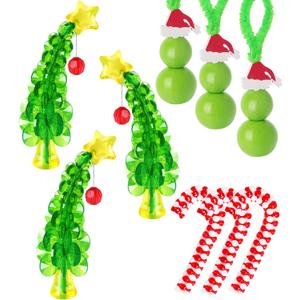 Christmas Crafts for Adults,30 Sets Christmas Beaded Ornament Kit to Make-Including 12 PCS Green Monster/6 PCS Tree/12 PCS Candy Cane,Christmas Tree Decorations (Assembly Needed)