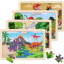 Quilinz 9 Packs Large Piece Jigsaw Puzzles for Toddlers 13,Kids Wild Animal Puzzle Ages 35,Baby Farm Dinosaur Puzzle,Preschool Educational Montessori Toys for 3 Year Old,Kindergarten Matching Puzzle