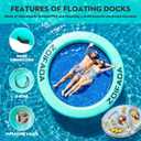 Inflatable Water Hammock Round Floating Ring,8FT Heavy Duty Pool Float for Adults,Inflatable Tanning Pool Float Island Dock for Lake/River/Ocean,w/Cup Holder