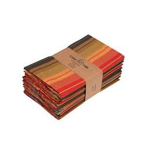 Urban Villa Napkins set of 12 red multi stripes 100% Cotton