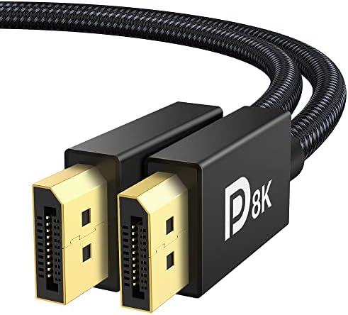 IVANKY 8K DisplayPort Cable 1.4, VESA Certified DP Cable 6.6ft (8K@60Hz, 4K@144Hz, 2K@240Hz)HBR3 Support 32.4Gbps, HDR, HDCP 2.2, FreeSync G-Sync, Braided Display Port for Gaming Monitor, Graphics, PC