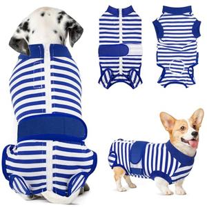 Lukovee Recovery Suit for Dogs, Zipper On Recovery Suit for Female Male Dog, Onesie Abdominal Wounds Cone E-Collar Alternative Prevent Licking Spay Recovery Suit (M, BL)