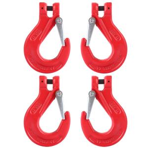 JMIATRY 4PCS Clevis Slip Hook 3/8 Inch Chain Hooks Drop Forged G80 Steel Clevis Hook with Safety Latch, 4400 lbs Load Limit