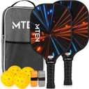 Pickleball Paddles, USAPA Approved Fiberglass Surface Pickleball Set with Pickleball Rackets, Pickleball Paddles Set for Men Women (D-2Black Red)