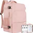 Travel Backpack for Women, Flight Approved Carry On Backpack with USB Charging Hole, Lightweight Travel Bag, Waterproof Causal Bookbag for College, Travel, Work (Large, Pink)