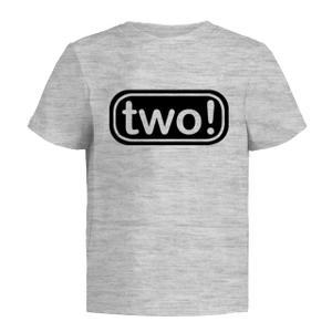 Two! 2nd Birthday Boy Shirt – Toddler 2 Year Old Tee, Second Birthday Party Kids Outfit 2T Gy/H SS