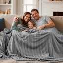 Joiedomi Queen Size Blanket for Bed, Soft & Warm Grey Fleece Blankets Gifts for Women Men Mom, Cozy Cute Soft Throw 90x90 Inches (Light Grey Striped)