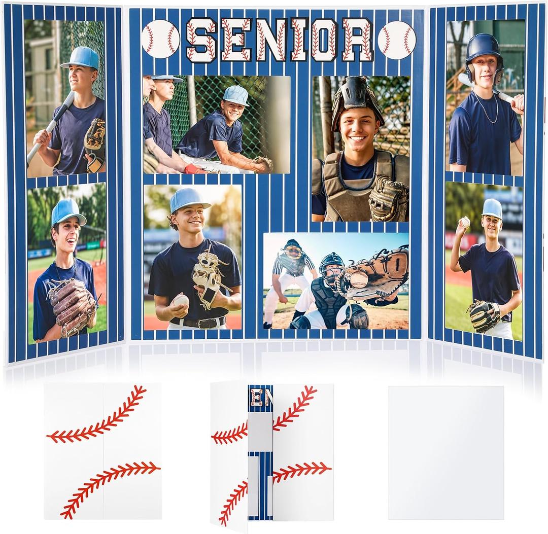 Baseball Senior Night Gifts Baseball Picture Frame for 4x6 Photographs 8 Photo 2025 Senior Night Picture Frame Graduation Gifts for Sport Theme Party Favors Supplies