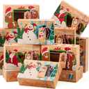 JOYIN 24 PCS Christmas Cookie Gift Baking Box 8.75" x 5.75" x 2.75 with Window Auto-Popup, Xmas Holiday Treat Boxes Containers with Tags for Party Favor Pastries, Cupcake, Brownies, Donut Gift-Giving