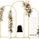 Metal Arch Backdrop Stand Set of 3(7.2 ft, 6.6 ft, 6 ft) Party Arch Stands for Wedding, Birthday, Baby Shower, Bridal Shower, Balloon Arched Frame for Garden Decor, Gold Floral Arches, 3 Pieces