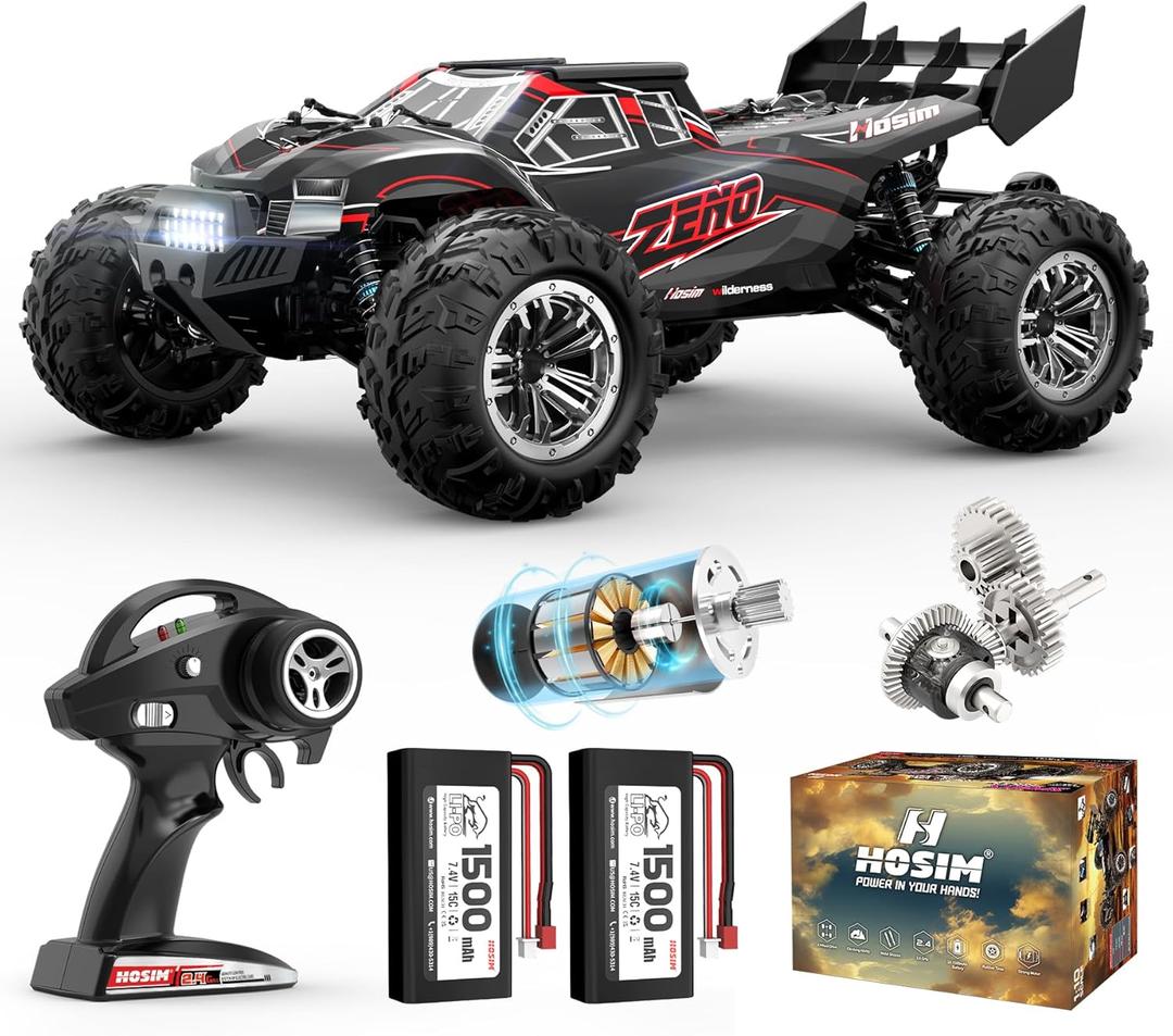 Hosim 1/10 RC Car for Adults & Boys 48+KMH, Electric Remote Control Car High Speed Large RC Truck 4X4 Off-Road All Terrains Waterproof Monster Trucks, Hobby RC Cars Toys Gifts for Boys 8-12, 16 inches x 11 inches x 6 inches