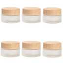 Glass Cosmetic Containers with Wood Lid Refillable Cosmetic,6Pack