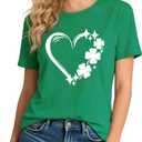 GONOSEED 6Size Shirt+Earrings St Patricks Day Shirt Women St Patricks Day Outfits for Women Shamrock Earrings Accessories (Green,Medium)