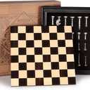 AMEROUS 12.5 inches Wooden Chess Set with Metal Chess PiecesClassic Board Game w/ 2.5'' King/Storage for Chessmen/Instructions, Chess Sets for Adults, Kids, Beginner